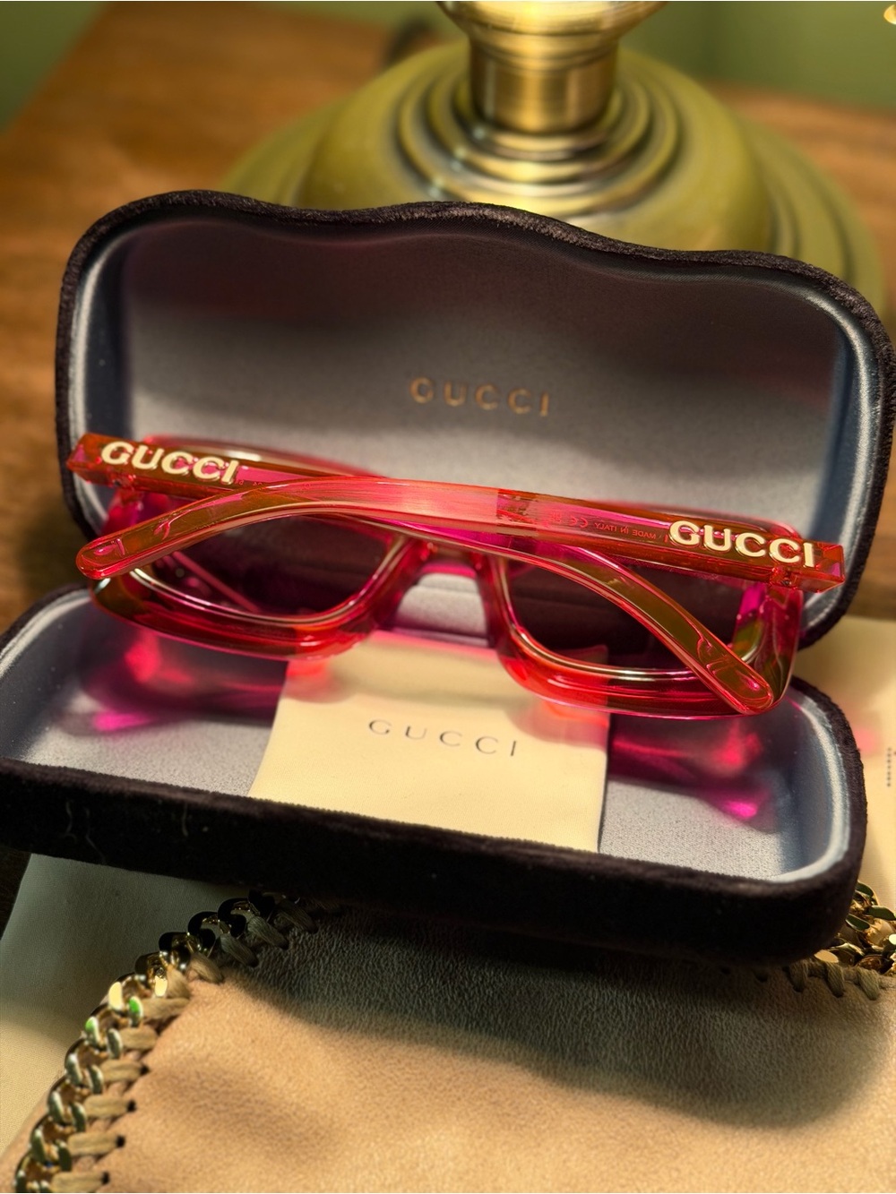 Gucci Hot Pink Transparent Square Sunglasses Large Square Oversized 100% auth - Picture 3 of 13